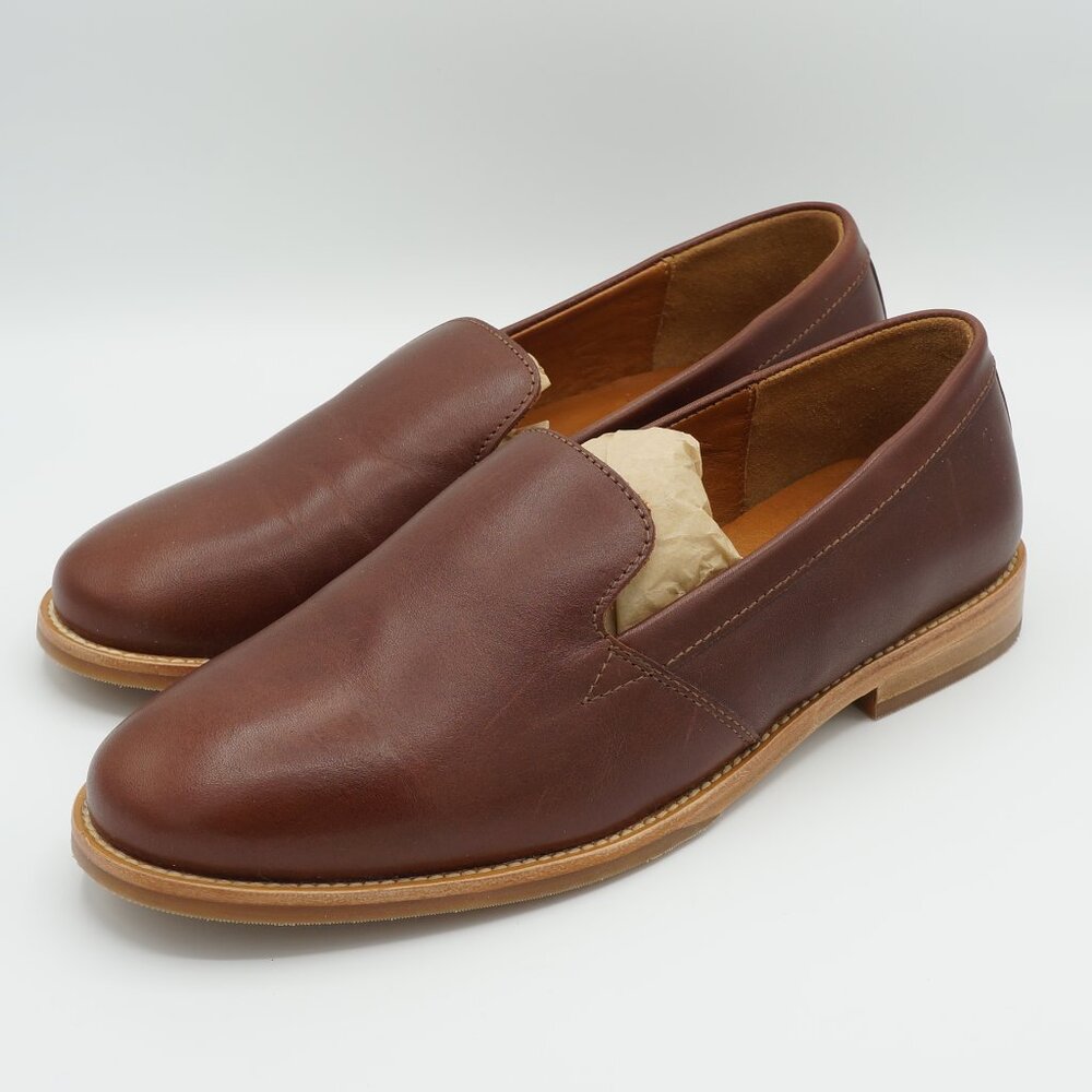 Patina Cognac Rounded Leather Loafers Women's Size 10